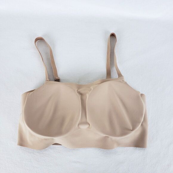TRUE & CO Womens L Everbody Scoop Bralette Tan Brown Removable Pads Adjustable - Picture 8 of 9